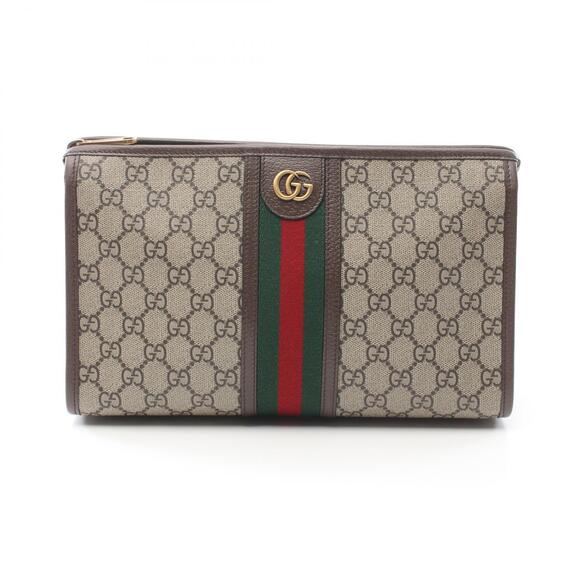Gucci GG Supreme Pouch Bag canvas leather beige brown - Picture 1 of 4